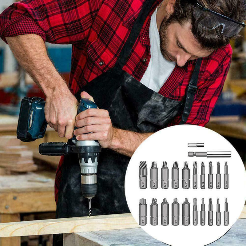 22Pcs Damaged Screw Extractor Speed Out Drill Bits Remover Bolt Set Kit Bro X6Z0