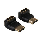 90 Degree + 270 Degree HDMI Male to Female Right Angle Adapter Connector