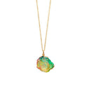 Natural Rainbow Stone Necklace Fluorite Crystal Pendant Women Jewelry