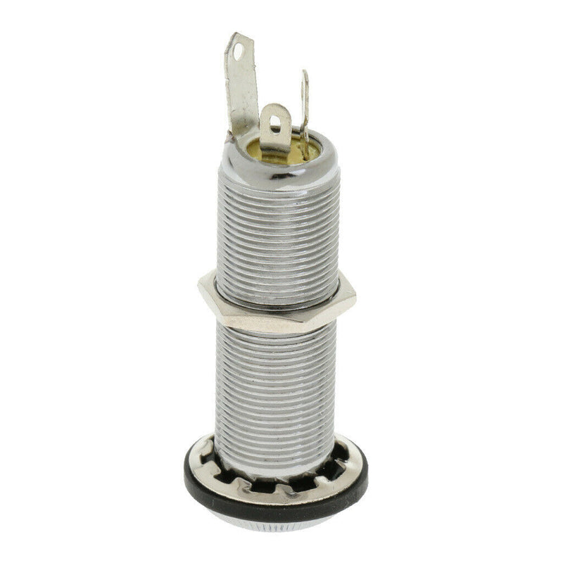 Guitar Bass Pickup Threaded Cylinder 6.35mm Jack Output Socket Chrome