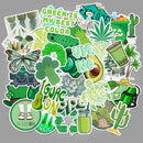 50Pcs Green Theme Stickers DIY Laptop Luggage Guitar Bicycle Skateboard Deca&+