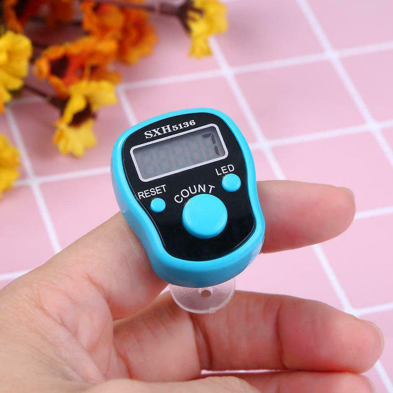 Stitch Marker Finger Ring Counter LED Light Electronic Tally Counter (Blue) A