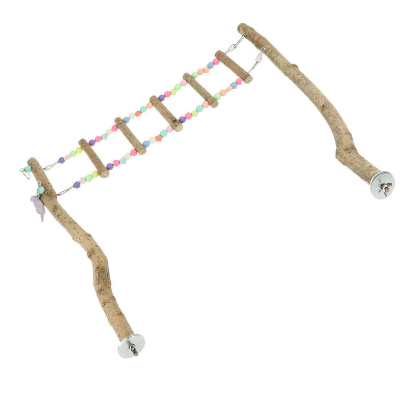 Natural Wood Bird Standing Climbing Ladder & PerchToy Set for Large Medium