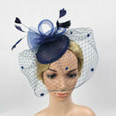 Ascot Races Feather Hair Cords Fascinator Clip   Side Fancy Hat Blue