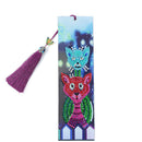 1Set 5D Diamond Painting Leather Shiny Cats Bookmark Kit For DIY Craft w/ Tassel