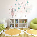 Flying butterfly girl wall stickers Girls room decoration art cartoon Wall De Cy
