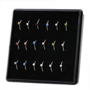 18Pcs Rhinestone SurgicalSteel Round Nose RingHoop Stud Body Piercing Jewelry BX