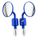 1 Pair Motorcycle Rearview Mirrors Round CNC Material 7/8" Bar End Blue