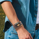 4pcs Retro Weave Rope Bracelet DIY Cowhide Leather Beads Bangle Men Jewelry