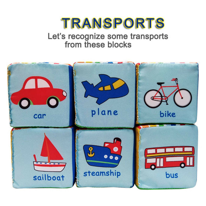 6pcs/set Baby Soft Blocks Infant Early Education Toys, Cloth Foam Grab and Stack