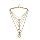 Women Heart Rose Pendant Multilayer ClavicleChain Necklace CharmChoker Jewelry3C