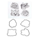 Silicone Flower Stamp+Metal Cutting Dies Stencil Frame Craft Scrapbook