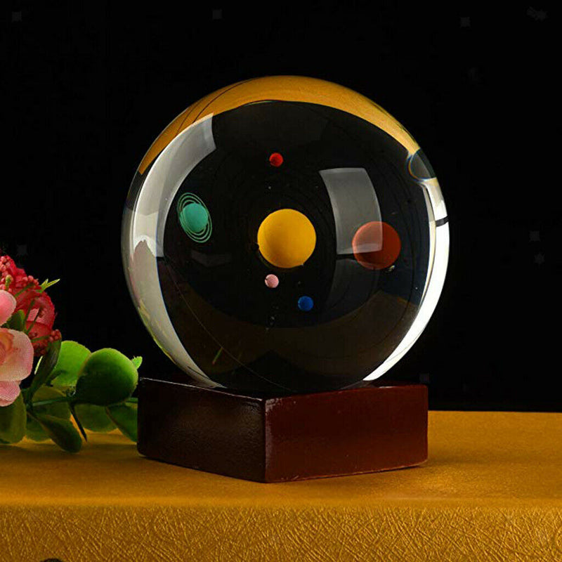 80mm Solar System Crystal Ball Photography Photo Props Home Office Decor