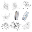 Jewellery Making Starter Kit Findings Elastic Cord Thread Silvery White