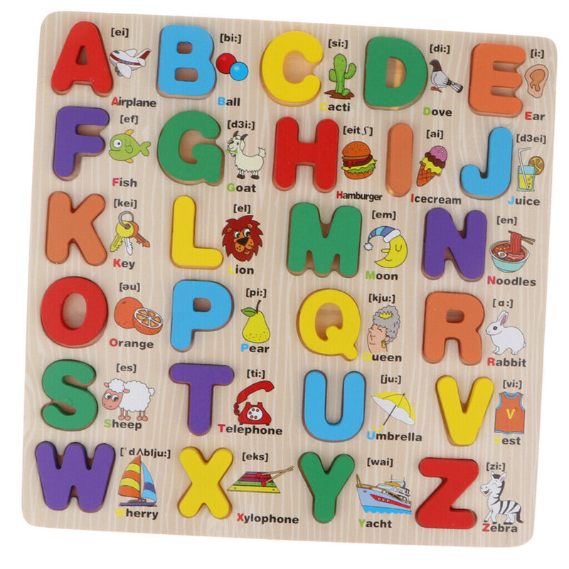 Alphabet ABC Animal Kids Educational Toys Wooden Jigsaw Child Letter Puzzle