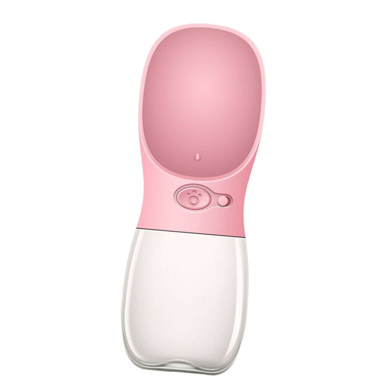 Portable Pet Dog Outdoor Travel Water Bottle Feeder Drinking Fountain Pink
