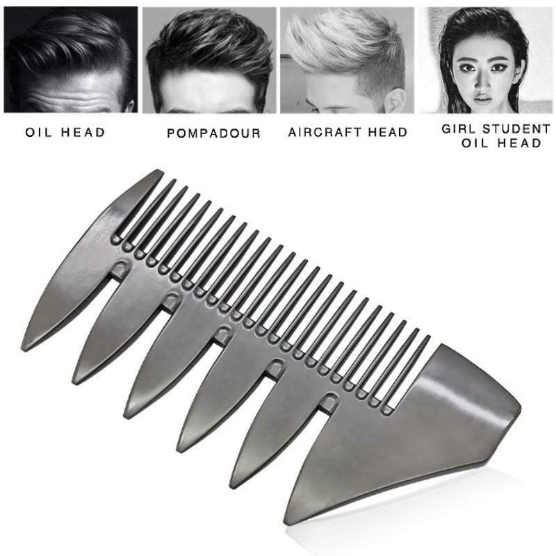 Mens Retro Double-sided Wide Tooth Metal Beard Comb Hair Comb Styling Tool