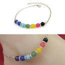 New Jewelry Seven Chakra Seven Colors Crystal Agate Jade Bead Metal Anklet BX