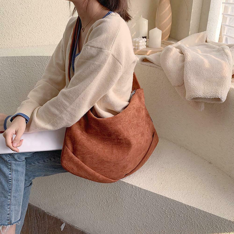 Solid Crossbody Handbag Women PU Leather Large Shoulder Bag (Light Brown)