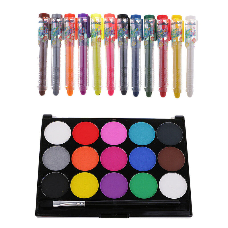 Face & Body Paint Make Up Palette Crayons-15/12 Colors, Fancy Face Paints