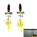 2PCS Long Casting Spinner Bait Metal Fishing Lure w/ Double Tail Propeller FT