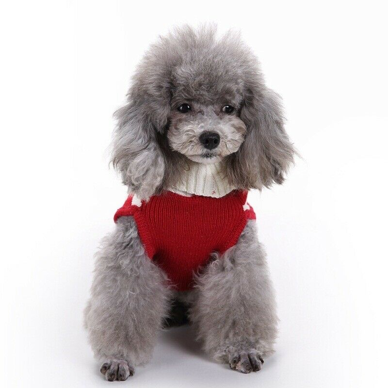 Stripe Christmas Reindeer Dog Sweater Knitted Jumpsuit Winter Clothes Red_M