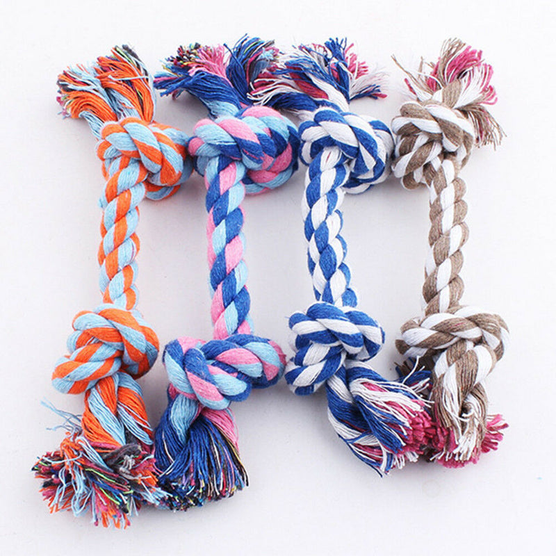 Colorful Cotton Knot Braided Pet Puppy Dog Teeth Health Clean Chew Toys Rope New