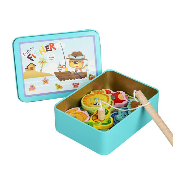 Wooden Magnetic Fish Toys Kids Educational Fishing Magnet Puzzle Game Gifts #gib