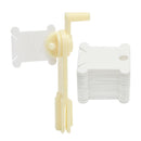 120 White Plastic Floss Bobbins with Floss Winder for Cross-Stitch Bobbins Card