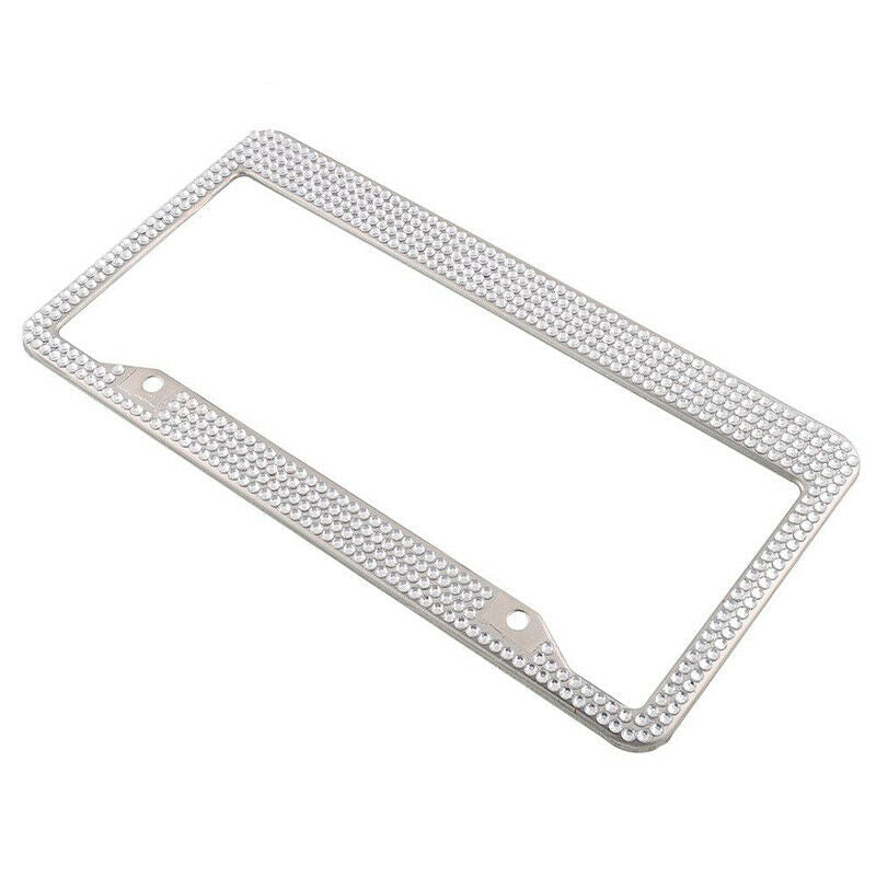 Stainless Steel Metal Noble Luxury Bling Crystal Number License Plate Frame J6C4