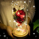 LED Light Artificial Rose Flower Glass Shade Wedding Decor Valentine's Day Gift