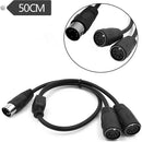 50cm 5 Pin MIDI DIN Y Splitter Cable Adapter 1 Male Plug to 2 Female Socket