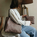 2pcs/set Women Clutch Large Handbag Shoulder Messenger Bags (Dark Brown)