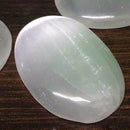 Natural Selenite Worry Stone Crystal Healing Massage Palm Thumb Stone Decoration
