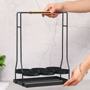 6 Bottle Wine Caddy Sturdy Black Coated Frame Protects Bottles.Real Natural