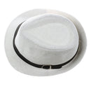 Hat Boys Fedoras Trilby Cap Straw Beach Sunhat with Belt White J9I2