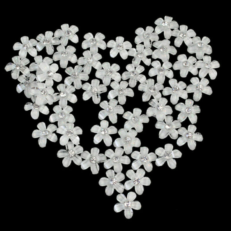 50Pcs Flower Design Nail Art Tips Shiny Rhinestone Decoration Manicure for Girls