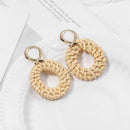Retro Hollow Round Dangle Ear Stud Women Rattan Geometric Earrings Jewelry