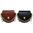 Crocodile Pattern Saddle Bag PU Leather Women's Handbag Chain Tote Shoulder