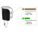 Black Multifunctional Cigarette Lighter Dual USB One with Two Car Chargers