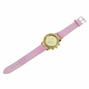Women Leather Band Stainless Steel Quartz Analog Wrist Watch, Pink R5D1
