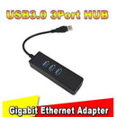 High Speed 3 Ports Usb 3.0 Hub 10/100/1000 Mbps To Rj45 Gigabit Ethernet La