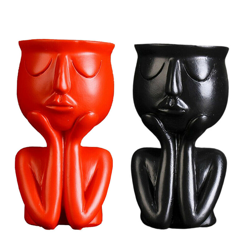 2pcs Human Portrait Sculpture Flower Pots Vases Succulent Cactus Planters