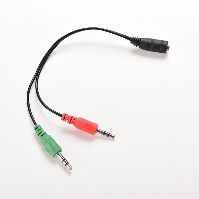 3.5mm Female to 2 Male Jack Plug Audio Stereo Headset Mic Splitter Cables 1X TO