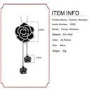 Black Rose Flowers Long Necklace Sweater Chain Crystal Women Jewelry Gift