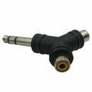 2x Audio Splitter 1 Stereo 6.35mm 1/4 inch Male Plug to 2 RCA Female Jack Y