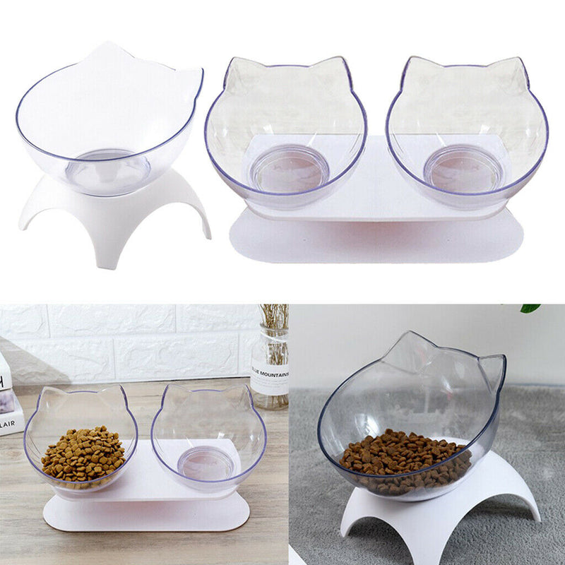 2Pieces Cat Puppy Elevated Bowls Pet Raised Feeder W/ Stand for Cat & Dogs