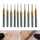 10x 0.6-1.5mm PCB Titanium Plating Drill Bit Set Engraving Cutter CNC End Mill