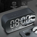 Bluetooth Speaker with FM Radio LED Mirror Alarm Clock Subwoofer Music Play