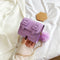 Women Chain Crossbody Bag PU Female Mini Pompom Shoulder Handbags (Purple)